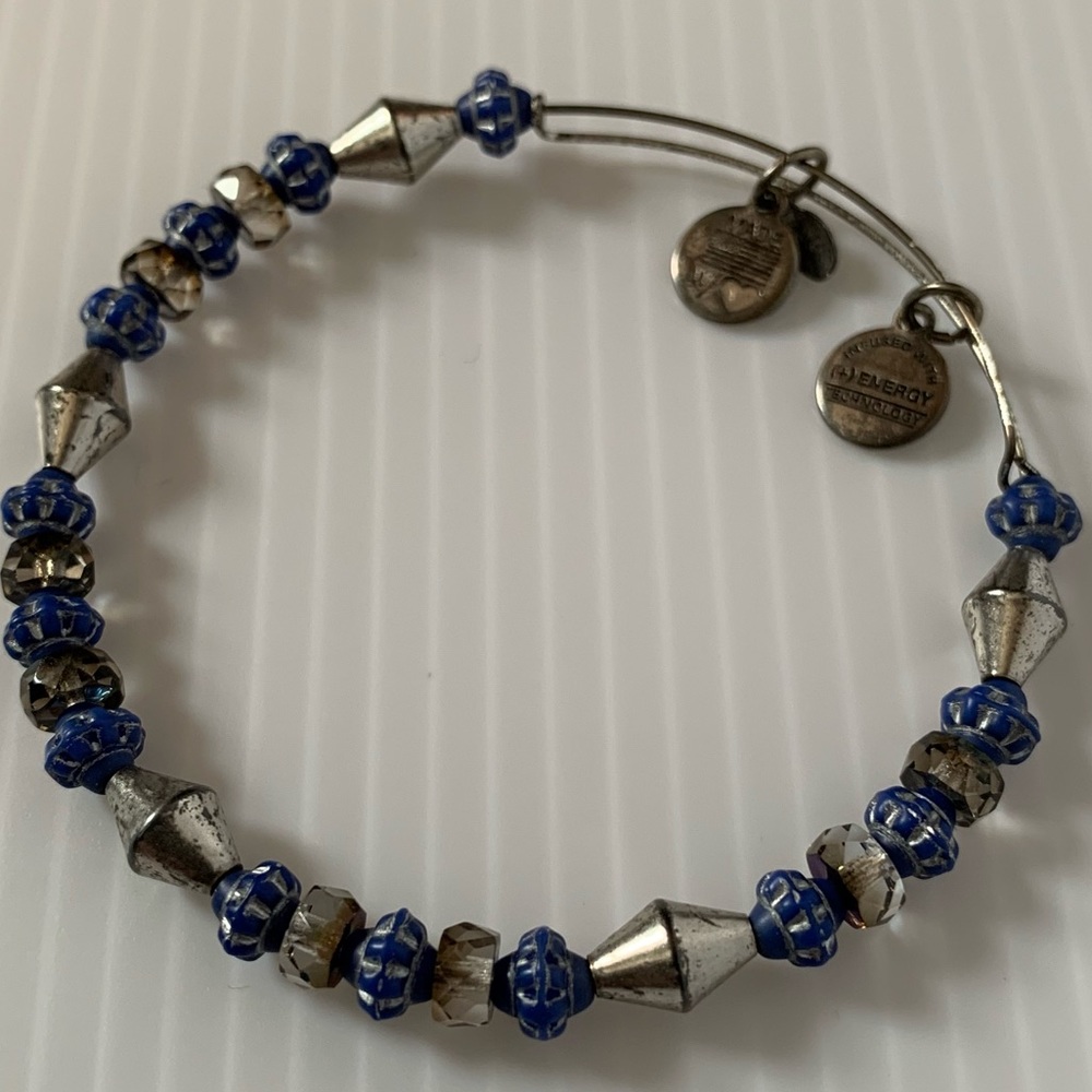 Alex and Ani Blue, Silver & Smoke Crystal Bracelet